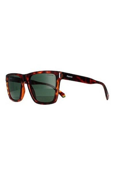 Polaroid Square Sunglasses with Solid Lenses, Dark Brown/Orange