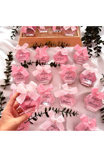 Home Altıgen şişe bebek hediyeliği limon kolonyası sim inci dahil 30 Adet