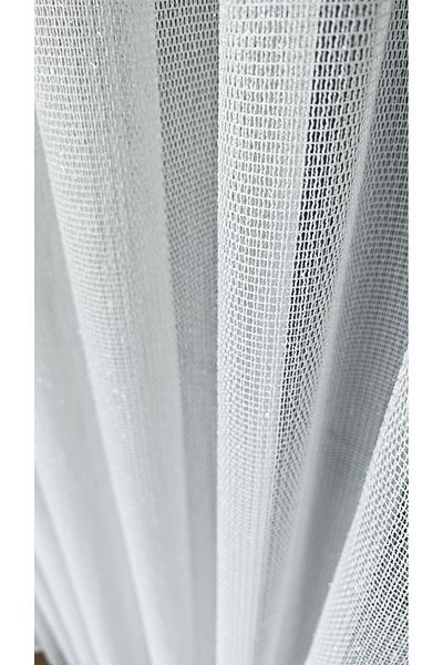 Yuka Steel Knitted Glittery Bearded Ecru Tulle Curtain 1/3 Tight Pleats No Wrinkle Ironing No Pleated Skirt Lead-Free Wrinkle-Free