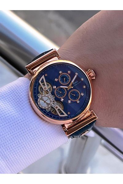RMS Romanson Leather Band Inner Functions Active Special Series 5 Atm Water Resistant Men Wristwatch Ag1270.06