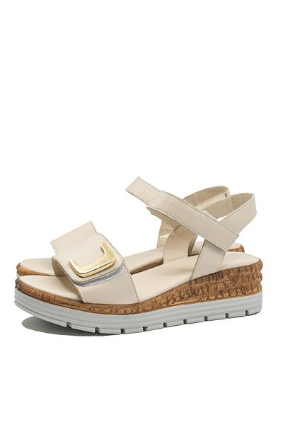 Anna Sandale platformă Viotti bej din piele naturală, cu catarame decorative