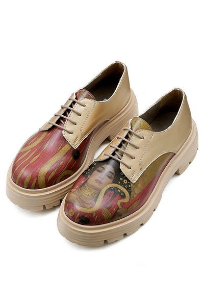 Dogo Women's Vegan Leather Cream Casual Shoes - Shine Design