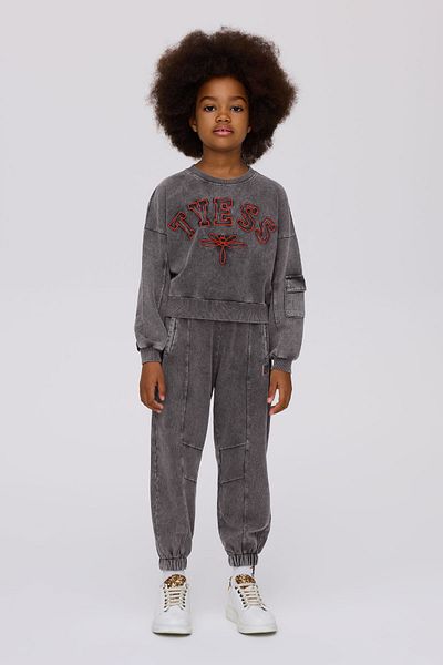 Tyess Girl Grey Melange Sweatshirt