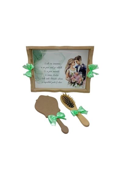 OEM Wedding Grooming Set, 3 Pieces: Tray, Brush, Mirror
