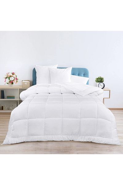 Five Store Pilota matlasata cu microfibra, invelis din bumbac mercerizat de vara, 200 g/mp, 210x230 cm, alb