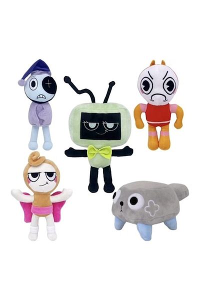 MASHASHOP Set 5 Mascote de plus, Dandy's World, MASHASHOP, gri/multicolor, 28 cm - 30 cm
