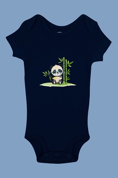Mavipink Baby Cotton Panda Printed Short Sleeve Bodysuit