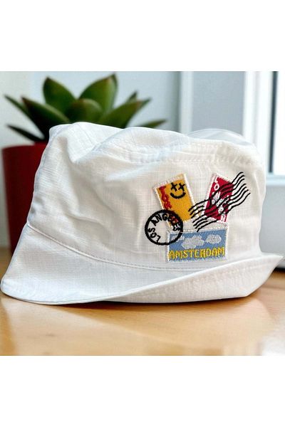 Balgüneş Tekstil 4/8 Years Old Boy Tokyo Printed Flower Hat-52Cm White