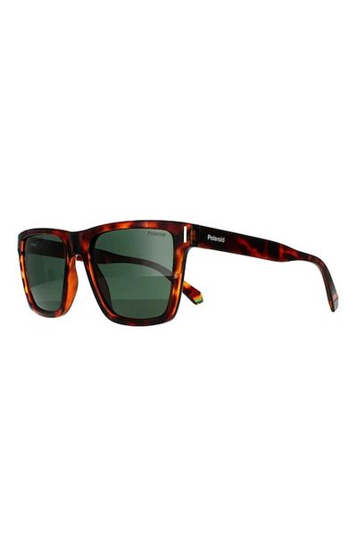Polaroid Square Sunglasses with Solid Lenses, Dark Brown/Orange