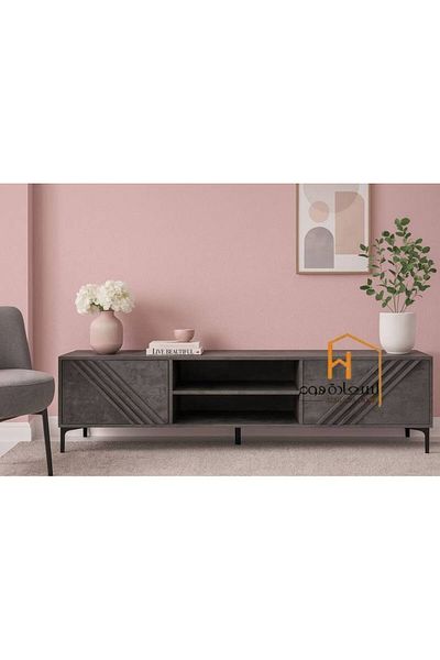 Al Saada Home وحدة تلفزيون - 160×40×45 سم - رمادي