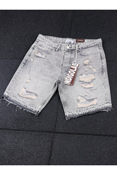 INDIGOLAB Erkek Antrasıt Baggy Denim Şort