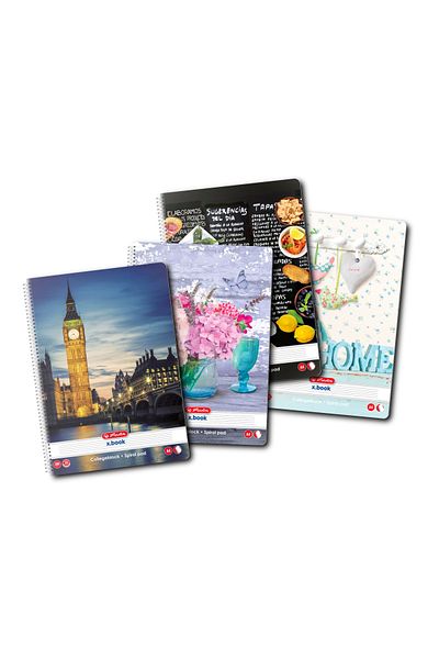 Herlitz Enjoy Life Spiral Notebook A4, Color Multicolor, Material Paper, 100 Sheets, Ruled Format, Economic