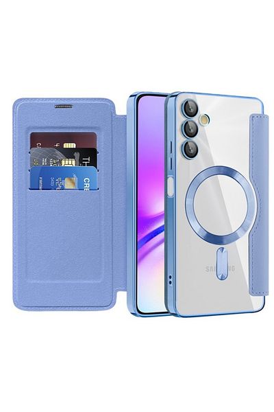 SKYDDAR INNOVATION Husă pentru Samsung Galaxy A05s, SmartMag Book, Magsafe, RFiD, suport pentru carduri, set de autocolante, albastră