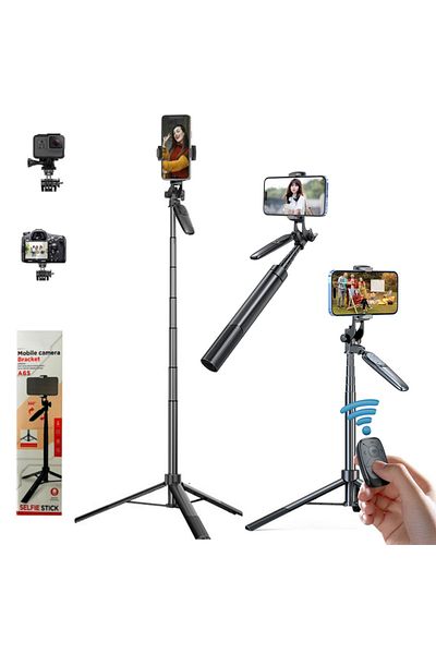 RaSteff Selfie Stick Multifunctional 2 in 1, RaSteff, Premium Quality 150 cm – Telescopic Aluminum Tripod