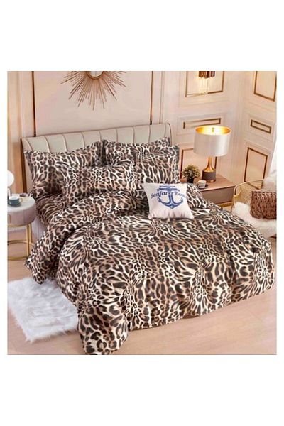 OEM Elegant Double Bed Bedding Set, 6 Pieces, Fine Cotton, Fitted Sheet 180x200cm, 4 Pillowcases, Duvet