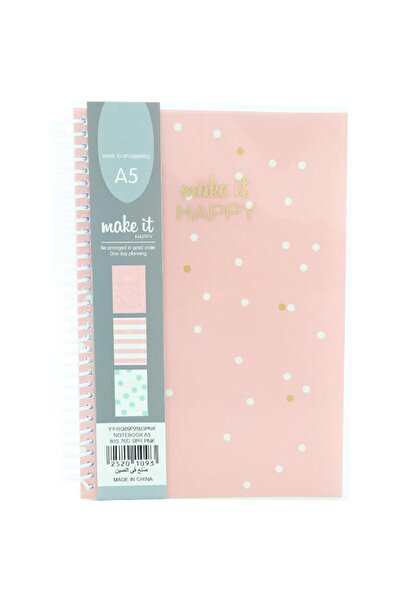 Roco دفتر ملاحظات "اجعلها سعيدة" منقط، مقاس A580، مسطر، وردي