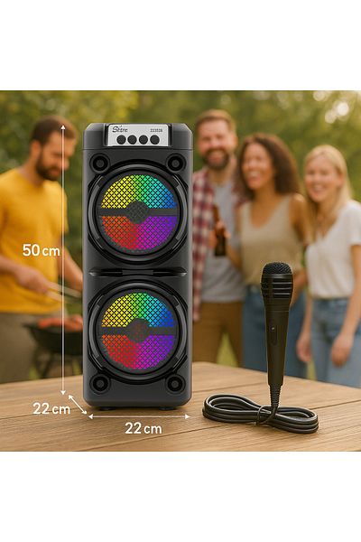 Blasko Boxa Bluetooth cu Acumulator, 2x10W PMPO, jocuri de lumini, 2x difuzoare HDQ, 50x22x22 cm, sunet Put