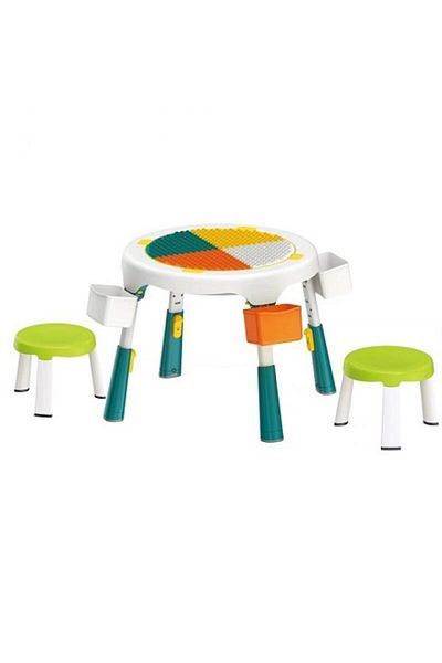 OEM Folding Lego-Compatible Table with 2 Chairs Included Green