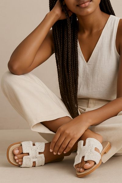 Shoebuo Braided Patterned Wicker Women's Slippers, Ideal for Daily, Beach and Pool