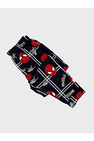 ALİŞ KİDS Fiú 100% pamut fésült pamut szövet sötétkék pókmintás hosszú ujjú téli pizsama szett