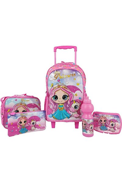 Roco Little Princess 5-in-1 Value Set Trolley Bag with Accessories – 17 Inch School Set for Girls