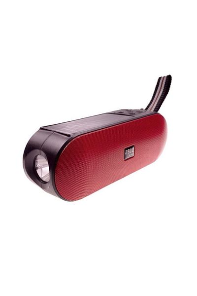 JSJZ Portable radio speaker with flashlight, solar and electric charging red