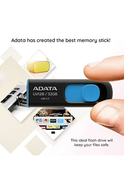 Adata USB Stick AUV128-RBE, 64GB, USB 3.2, Fast Transfer, Blue/Black