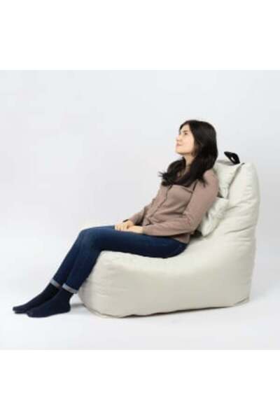 Pufrelax Fotoliu puf, Miraggio, perna inclusa, material impermeabil, Crem