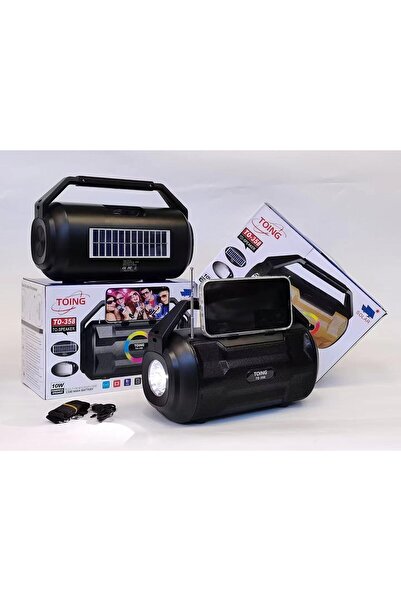 TOING Portable bass speaker with flashlight, solar and electric charging, black