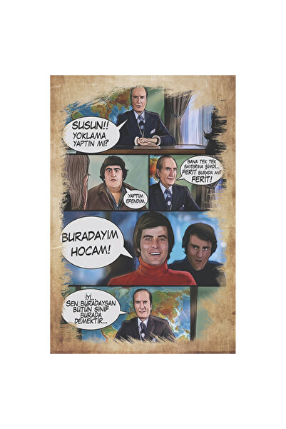 Komut Hababam Sınıfı Buradayım Hocam Replikli Ahşap Retro Tablo – Yeşilçam Klasikleri