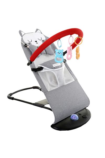 Tradeo Little Hopper Baby Bouncer Chair, Foldable Rocker with Music and Light, Washable Fabric.