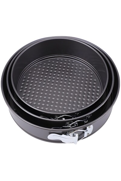 Retoo Set 3 forme de tort cu înveliș antiaderent și bază detașabilă, formă ro...