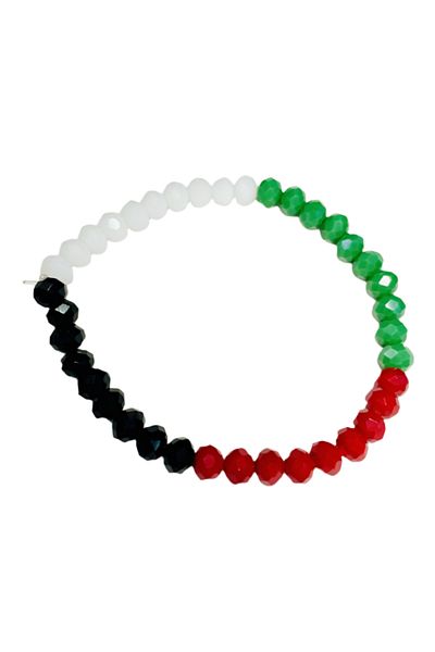 Zaytoon Handmade Bracelet with Palestinian Flag Design and Crystal Stones A300054