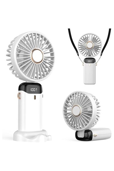TnsAround Ventilator TNS® ultraportabil 4 în 1 pentru birou/mână/gât, încărcare USB, unghi reglabil la 90°, pliabil, 4