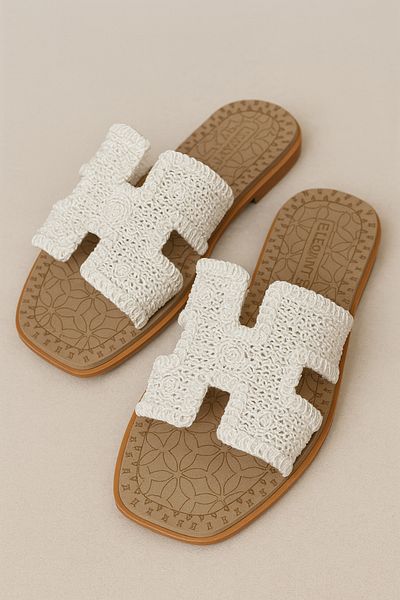 Shoebuo Braided Patterned Wicker Women's Slippers, Ideal for Daily, Beach and Pool
