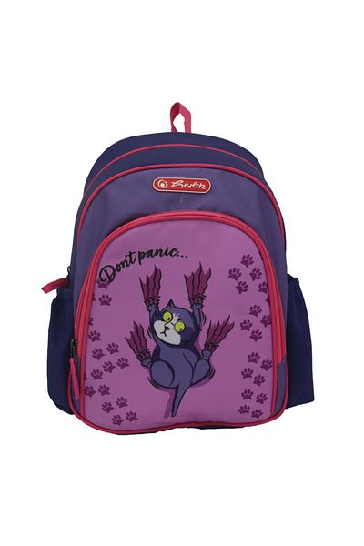 Herlitz Cool Backpack, Lightweight, Water Resistant, Recycled Polyester, Padded Straps, Cute Cat
