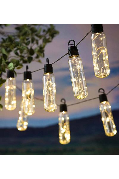 SERSIMO Ghirlanda Luminoasa, Led, Model Lux, 10 Becuri, 380cm, Incarcare Solara, Lumina Alb Cald