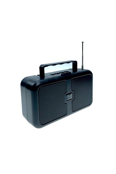 JSJZ Boxa portabila radio, incarcare solar si electric, Bluetooth, USB, Cititor Card negru