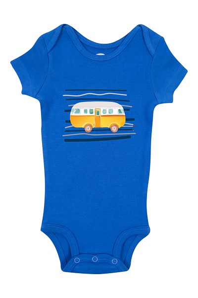 Mavipink Baby Cotton Yellow Caravan Printed Short Sleeve Bodysuit