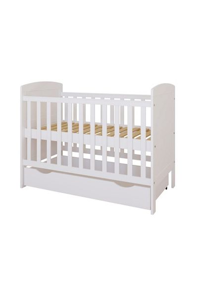 Nichiduta Philip Wooden Crib White 120x60 cm with Removable Side, Drawer with Wheels, Edges of Sili