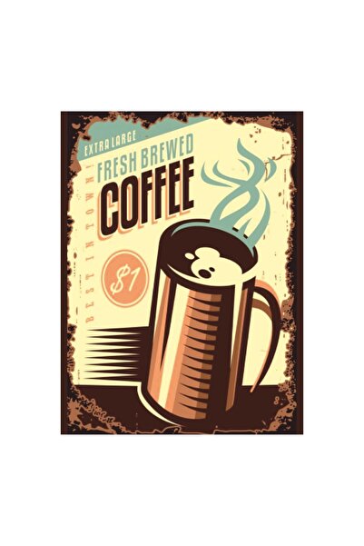 Komut Φρεσκοφτιαγμένος Καφές Ρετρό Ξύλινος Πίνακας Αφίσας |   Βίντατζ διαφημι...