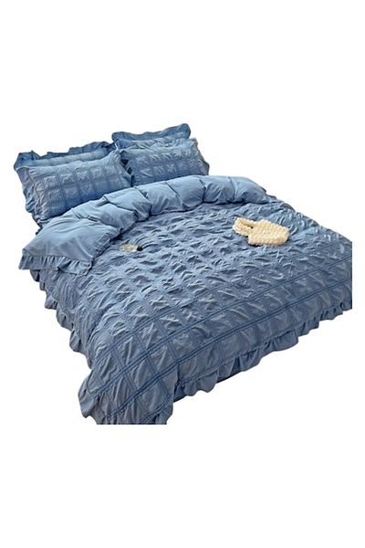 OEM Double Bed Crepe Linen Set, Cotton, 6 Pieces