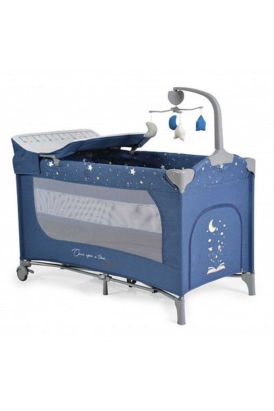 Cangaroo Patut pliabil cu 2 nivele masuta de infasat si carusel Once upon a time L3 Jeans