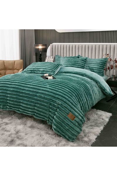 Lenjeria Pufoasa Cocolino 4-piece double bed linen set, with elastic - Light green