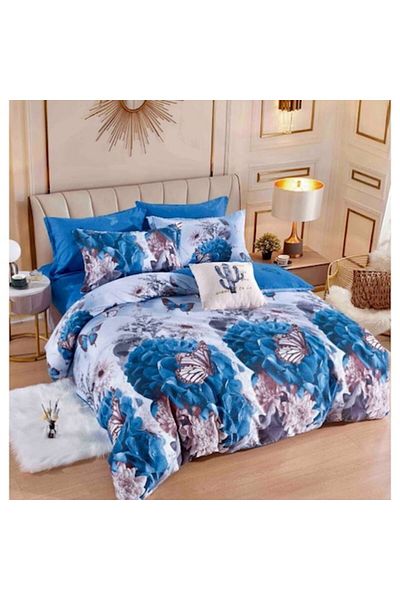 OEM Elegant Double Bed Linen Set with 6 Pieces, Fine Cotton, 180x200cm Fitted Sheet, 4 Pillowcases, 200x