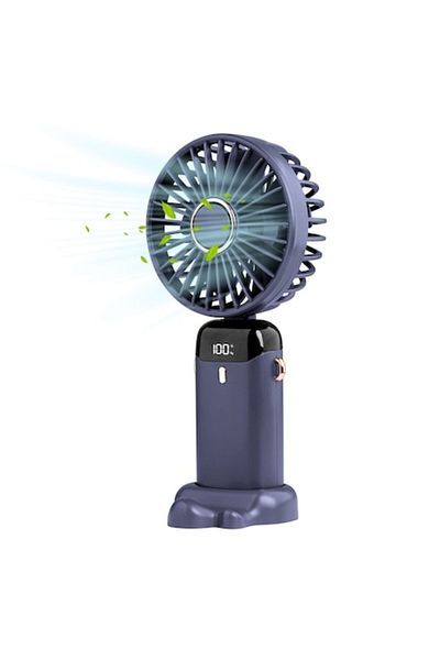 SHAINE Ventilator portabil SHAINE, 3 în 1, de mână, de birou, pentru gât, 5 viteze, afișaj LED, pliabil, reîncărcabil prin USB