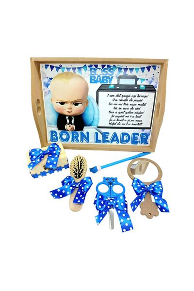 OEM Set tray 6 pieces for hair cutting ceremony, personalized Baby Boss