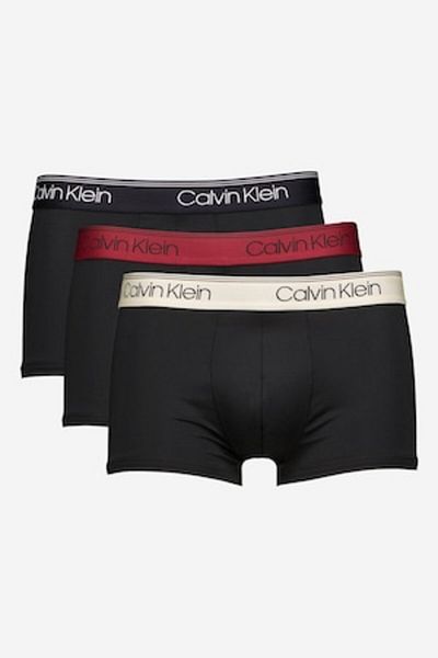 Calvin Klein , Set of boxers with logo waistband - 3 pairs, Burgundy, Dark Black, Light Beige, XL
