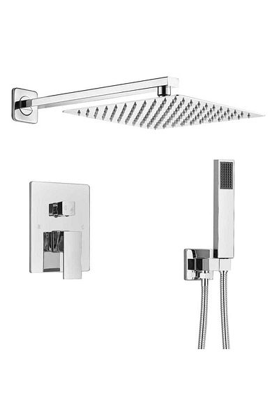 CasaVie Set de dus River 1167 argintiu, cu montaj ascuns, para patrata 30 cm, 2 functii, cod 1167