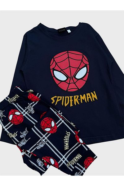 ALİŞ KİDS Boys' 100% Cotton Navy Blue Long Sleeve Pajama Set